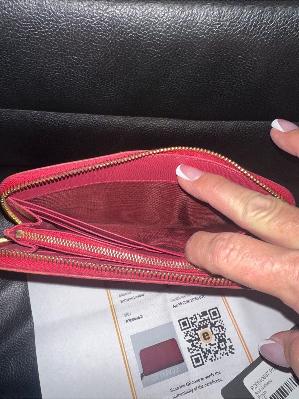 Prada Saffiano Zip-Around Wallet in Pink with Gold Hardware - Picture 8 of 10